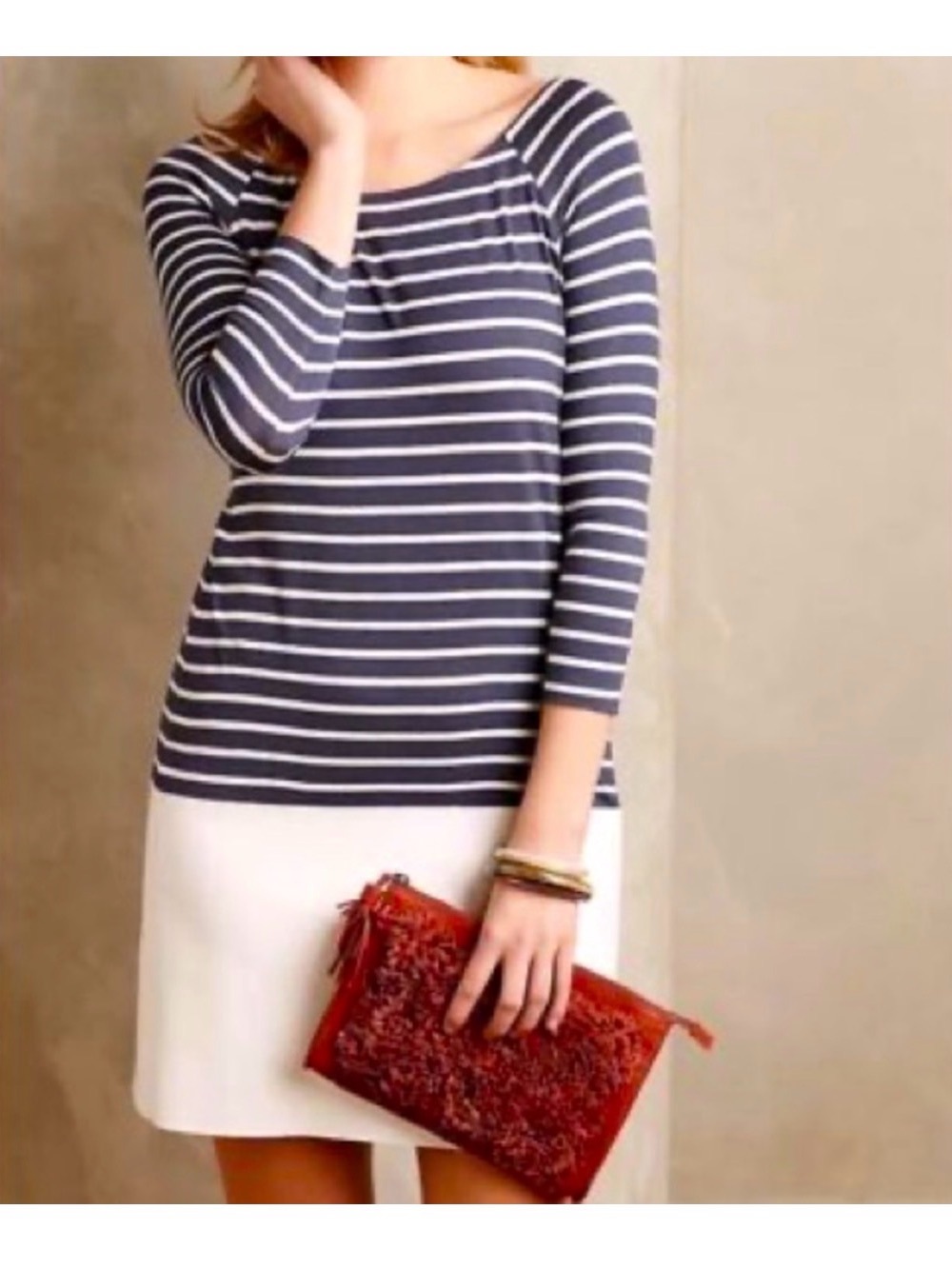 Anthropologie Striped storm blue and White Women's Dress by Bailey 44